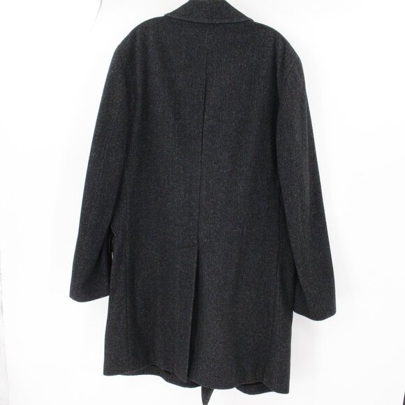 John Varvatos overcoat Men's 42 Double Breasted Wool Blend Herringbone coat peak - Picture 6 of 16